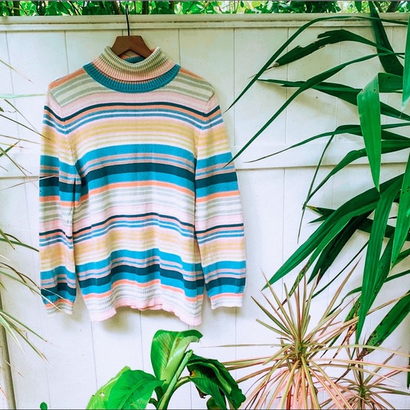 Vintage Sweaters - vtg vsco 90s pastel oversized turtleneck pullover